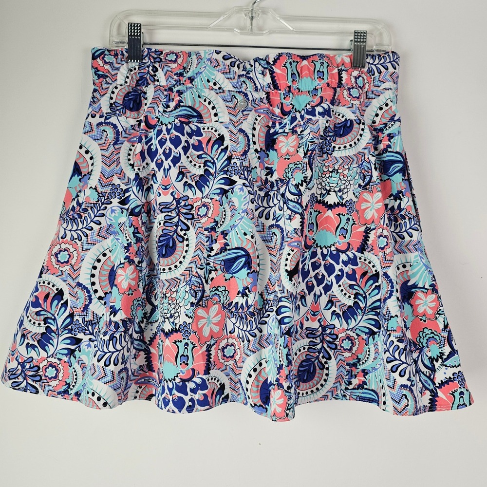 Talbots T by Talbots Womens Small Paisley Floral Active Skort Multicolor Blue